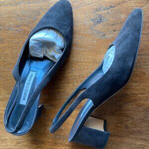 Manolo Blahnik suede block heel pump